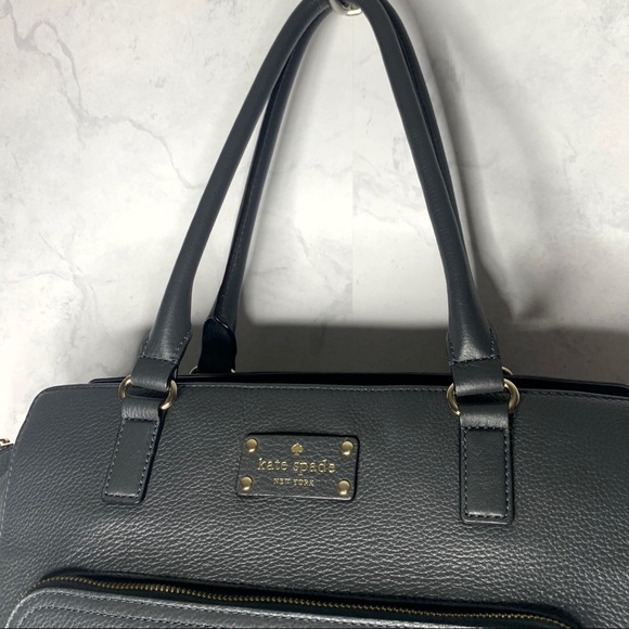 Kate spade black leather large satchel tote - Picture 2 of 8